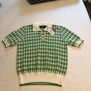 Green and white shirt